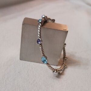 Brighton Silver Bracelet with Blue and Purple Accents